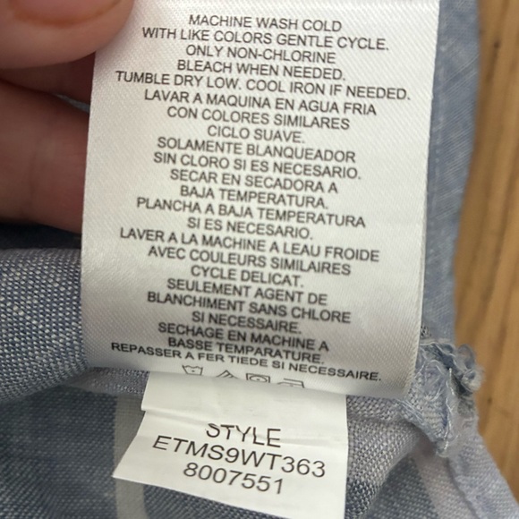 Ellen Tracy Linen Sleeveless Top Womens Blue White Stripe Button Up Neckline S - Picture 13 of 15